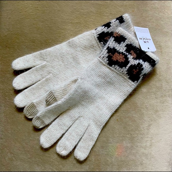 Coach leopard gloves